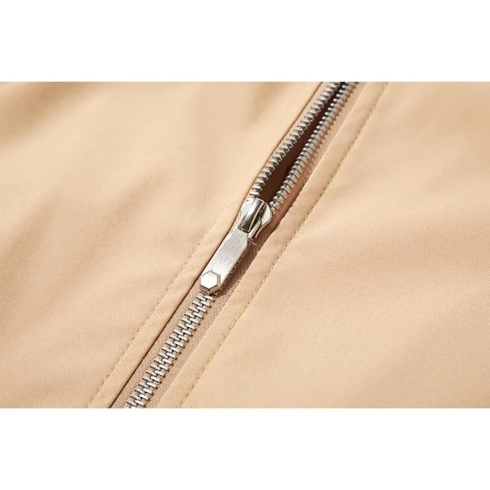 Men's Apricot Stylish Lightweight Bomber Jackets Coat Winter Warm Inner Pocket